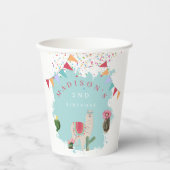 Cute Fiesta Llama en Cactus Birthday Papieren Bekers (Voorkant)