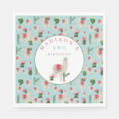 Cute Fiesta Llama en Cactus Birthday Servet (Voorkant)