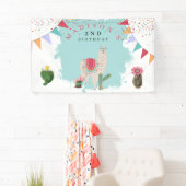 Cute Fiesta Llama en Cactus Birthday Spandoek (Insitu)