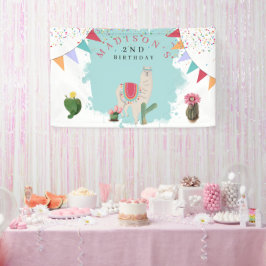 Cute Fiesta Llama en Cactus Birthday Spandoek
