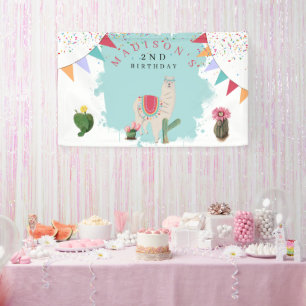 Cute Fiesta Llama en Cactus Birthday Spandoek