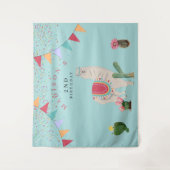 Cute Fiesta Llama en Cactus Birthday Wandkleed (Voorkant)