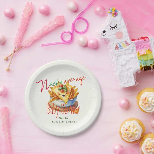 Cute Fiesta Nacho Average Baby Shower Aangepast Papieren Bordje (Feest)