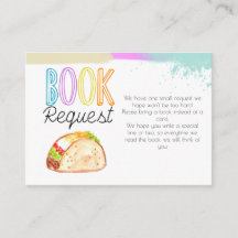 Cute Fiesta taco baby shower book request card