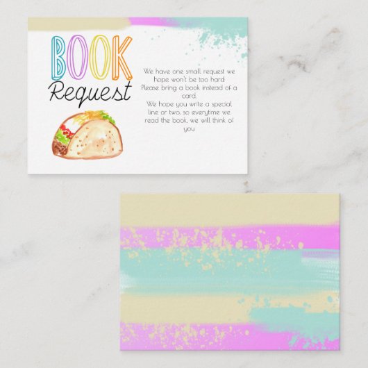 Cute Fiesta taco baby shower book request card Informatiekaartje (Voorkant / Achterkant)
