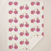 Cute  fietspatroon in roze en Paars Sherpa Deken (Voorkant)