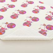 Cute  fietspatroon in roze en Paars Sherpa Deken (3/4)