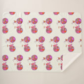 Cute  fietspatroon in roze en Paars Sherpa Deken (Voorkant (horizontaal))