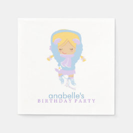 Cute Figuur Skater Girl's Birthday Party Servet