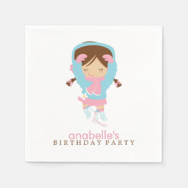 Cute Figuur Skater Girl's Birthday Party Servetten