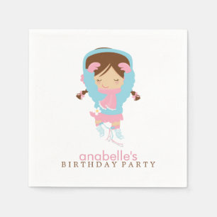 Cute Figuur Skater Girl's Birthday Party Servetten