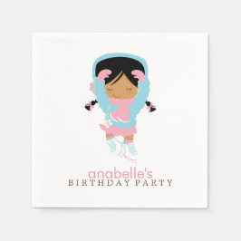 Cute Figuur Skater Girl's Birthday Party Servetten