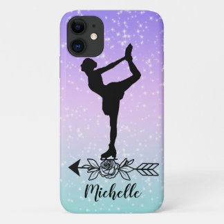 Cute Figuur Skating Girl Sparkle Custom Name Case-Mate iPhone Case