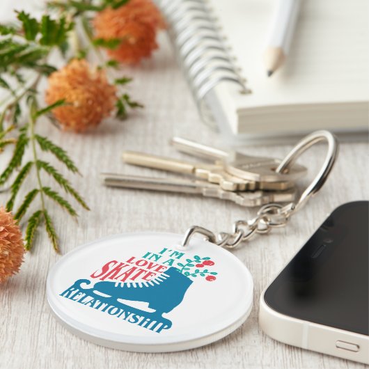 Cute Figuur Skating I'm in Love Schaats Relatie Sleutelhanger (Voorkant Rechts)