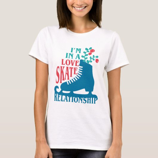 Cute Figuur Skating I'm in Love Schaats Relatie T-shirt (Voorkant)