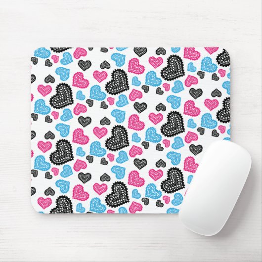 Cute Filigree Lace Hearts Pattern Muismat (Met muis)