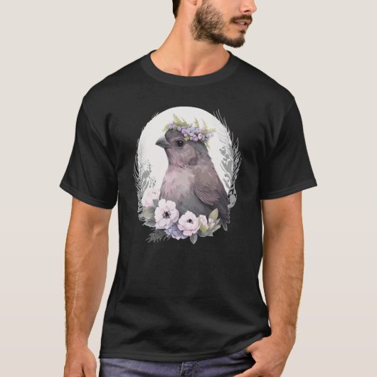 Cute Finch Bird Flower Crown Pet Birds  2 T-shirt (Voorkant)