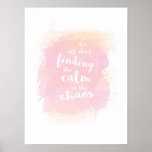Cute Fins kalm in chaos waterverf kalligrafie Poster (Voorkant)