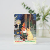 Cute Finse Tomte of Haltija Gnome & Pig Singing Briefkaart (Staand voorkant)
