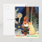 Cute Finse Tomte of Haltija Gnome & Pig Singing Briefkaart (Voorkant / Achterkant)