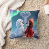 Cute Fire and Ice Penguin Northern Lights Kussen (Deken)