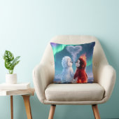 Cute Fire and Ice Penguin Northern Lights Kussen (Stoel)
