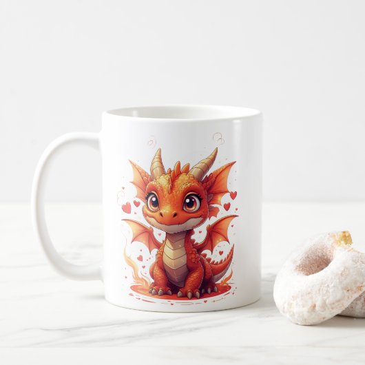 Cute Fire Baby Dragon Mug Koffiemok (Met donut)