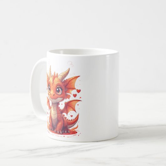 Cute Fire Baby Dragon Mug Koffiemok (Voorkant links)