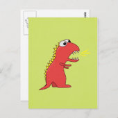 Cute Fire BreatCartoon T-Rex Dinosaur Briefkaart (Voorkant / Achterkant)