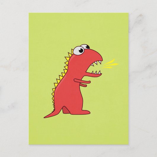 Cute Fire BreatCartoon T-Rex Dinosaur Briefkaart (Voorkant)