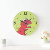 Cute Fire BreatCartoon T-Rex Dinosaur Kinderen Grote Klok (Huis)