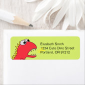 Cute Fire Breath Cartoon T-Rex Dinosaur Etiket (Insitu)