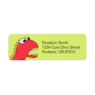 Cute Fire Breath Cartoon T-Rex Dinosaur Etiket