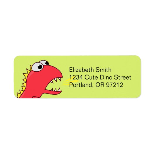 Cute Fire Breath Cartoon T-Rex Dinosaur Etiket (Voorkant)