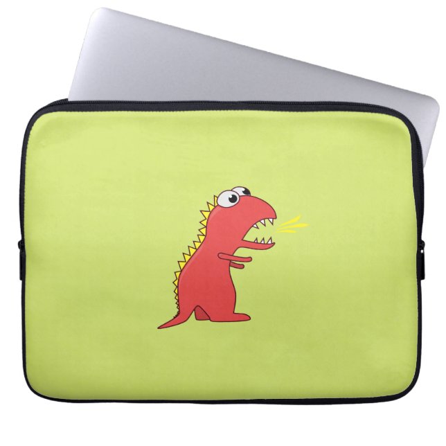 Cute Fire Breath Cartoon T-Rex Dinosaur Kinder 13  Laptop Sleeve (Voorkant)