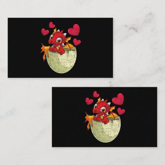 Cute Fire Dragon Lover Heart Mythical Creater Dra Visitekaartje (Voorkant / Achterkant)