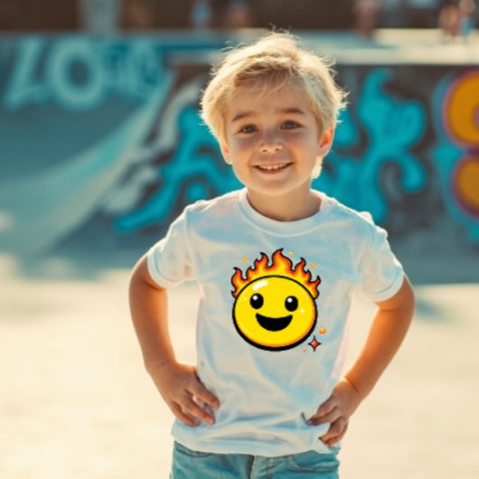 Cute Fire Smiley Y2K Peuter T-Shirt