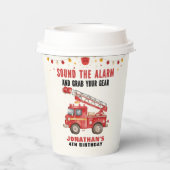 Cute Firefighter Birthday Boy Papieren Bekers (Achterkant)