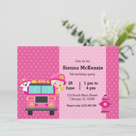 Cute Firefighter Kaart (Staand voorkant)