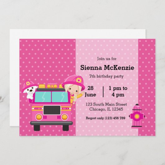 Cute Firefighter Kaart (Voorkant / Achterkant)