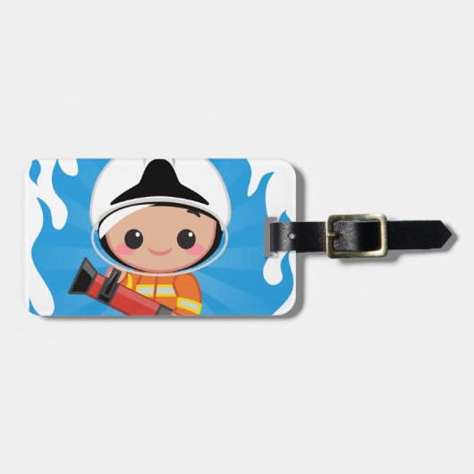 Cute FireFighter Reg. Bagagelabel (Voorkant horizontaal)