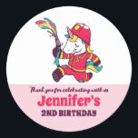 Cute Firefighter Unicorn Kids Birthday Party Favor Ronde Sticker<br><div class="desc">Kute party gunsten voor kinderen,  jongens of meisjes die van eenhoorn houden. Ideaal voor kinderen op verjaardagsfeestje,  feestvieren en dankjewel op het label. U kunt de tekst voor baby shower of andere gelegenheid en partij ook aanpassen.</div>
