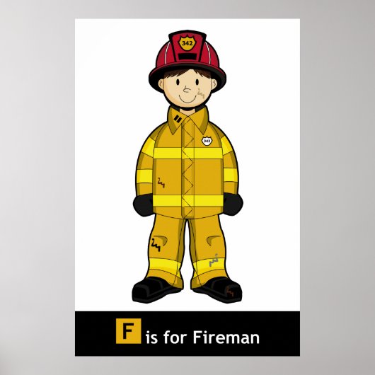 Cute Fireman Poster (Voorkant)