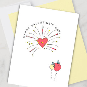 Cute Fireworks Valentine Holiday Card Feestdagenkaart