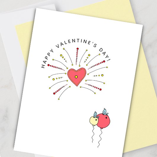 Cute Fireworks Valentine Holiday Card Feestdagenkaart