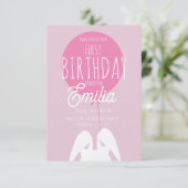 Cute First Birthday Bunny Party Invitation Kaart (Staand voorkant)