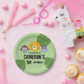 Cute first Birthday Oerwoud Safari — Dierthema Papieren Bordje (Feest)