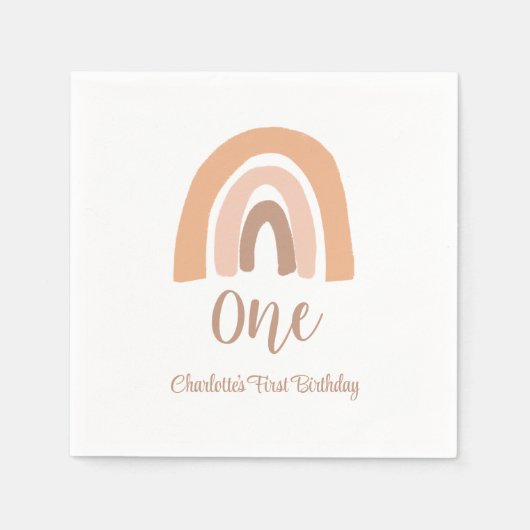 Cute First Birthday Pink Boho Rainbow Servet (Voorkant)