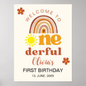 Cute First Birthday with Boho Style Onederful Poster (Voorkant)
