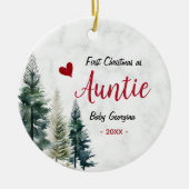 Cute first Christmas as auntie red heart Keramisch Ornament (Voorkant)